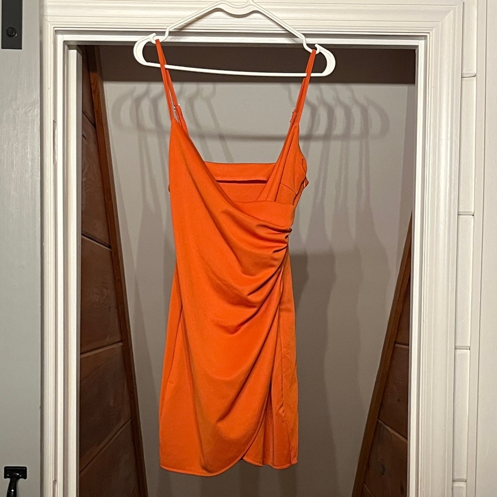 Elegant Orange Draped Dress
